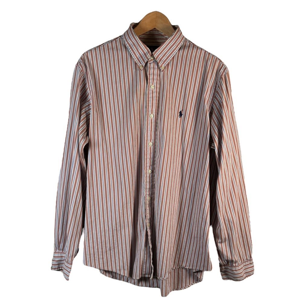 Ralph Lauren Men's XL Striped Button Down Shirt Custom Fit Cotton Preppy